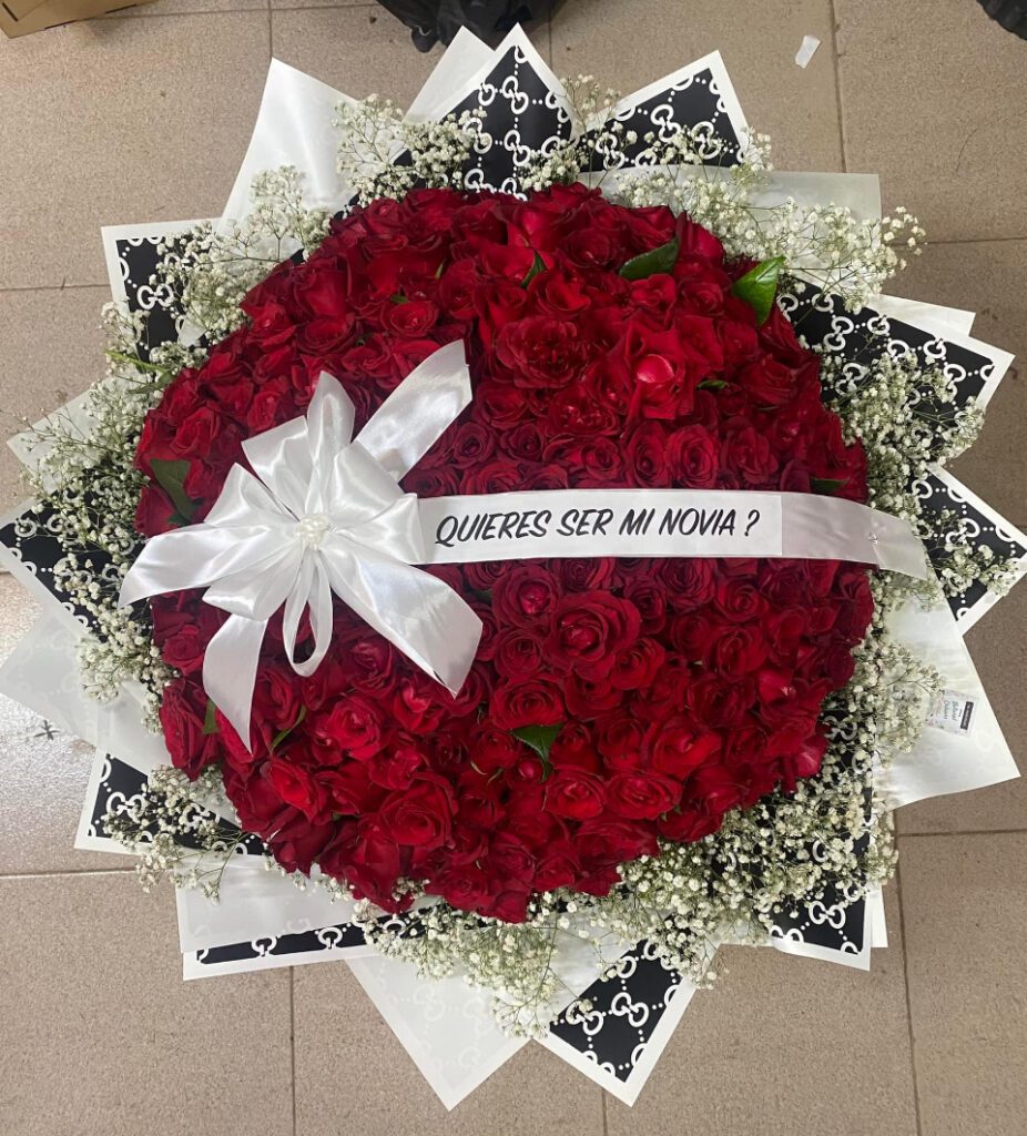 200 rosas rojas con listón