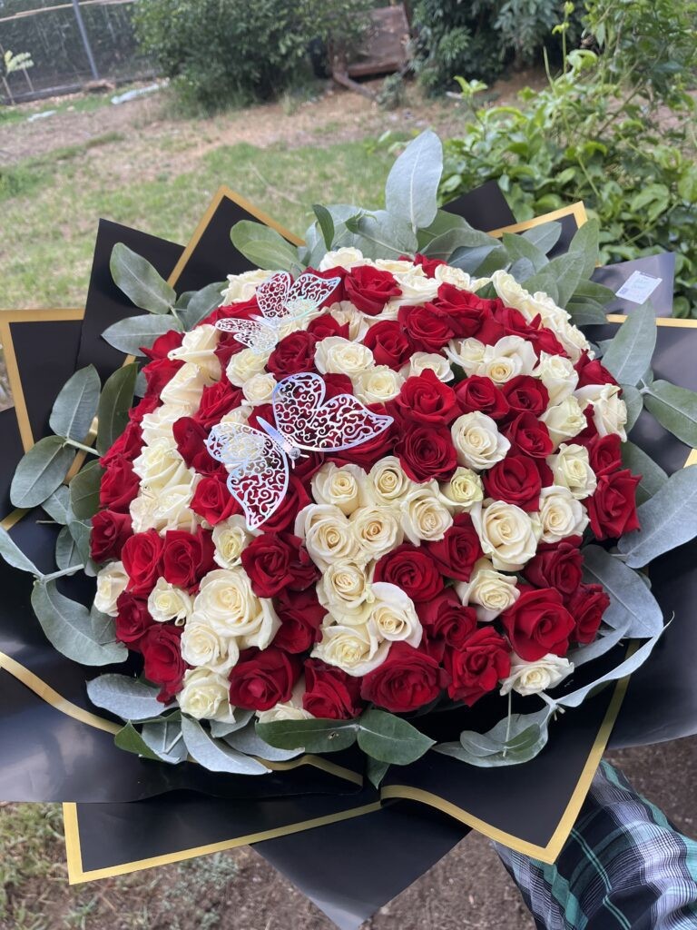 200 Rosas Blanca y Roja