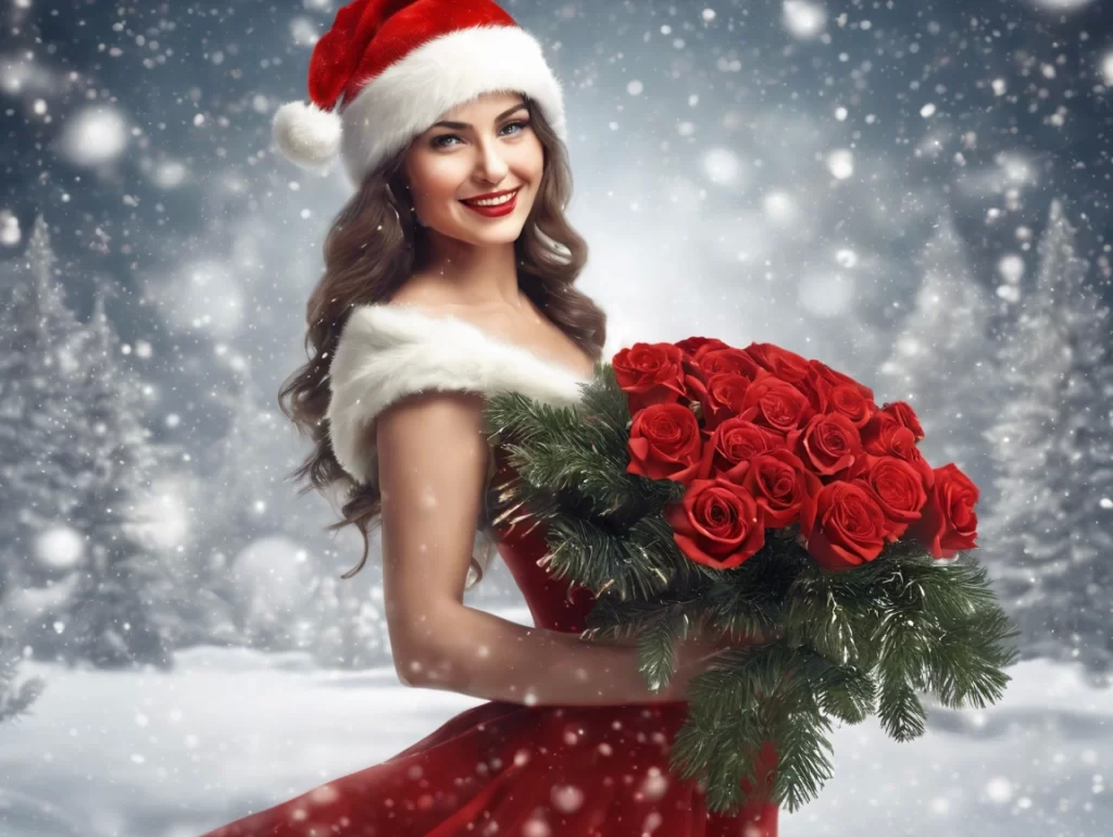 Linda mujer navideña